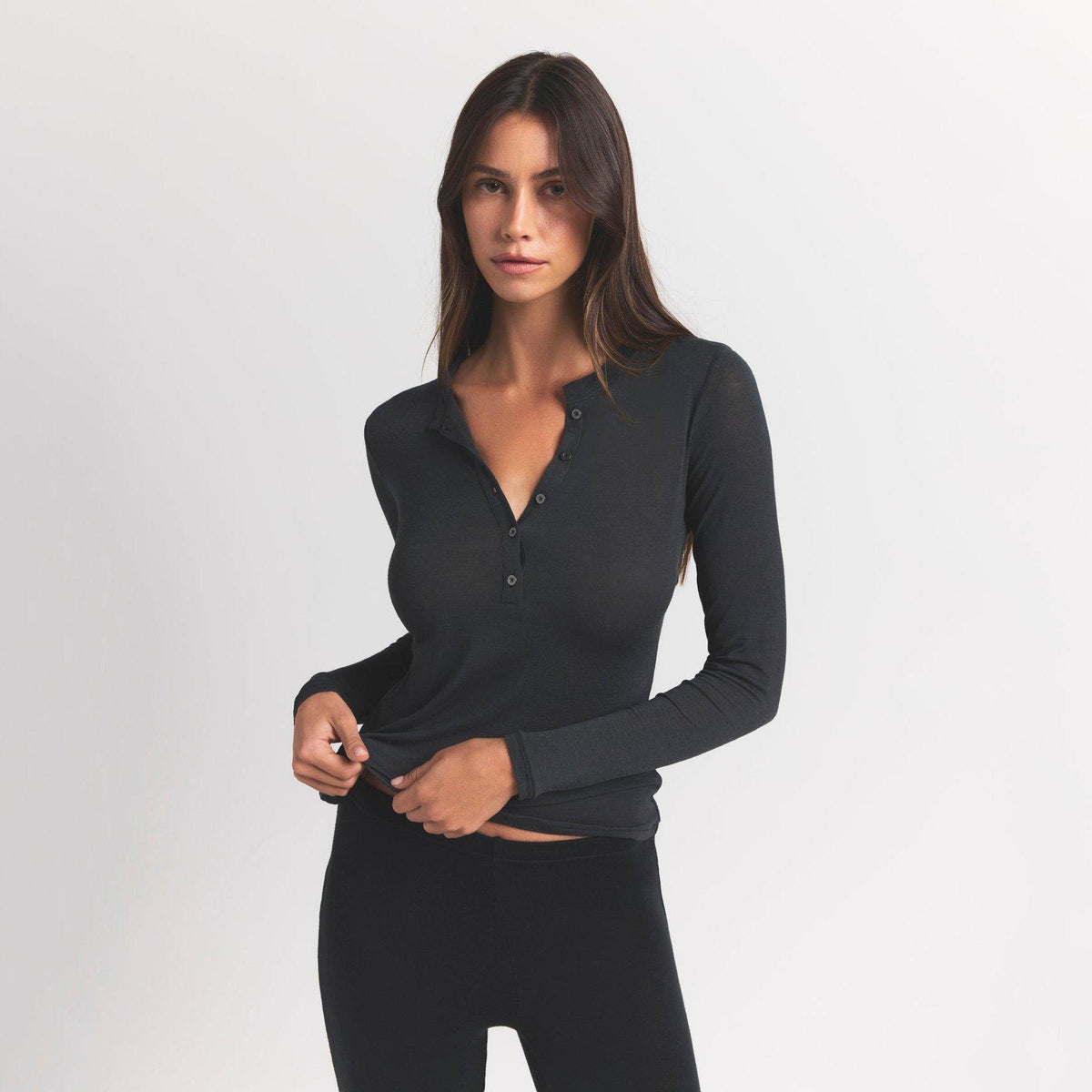 ONYX - SKIMS - Womens Sheer Modal Henley - 2