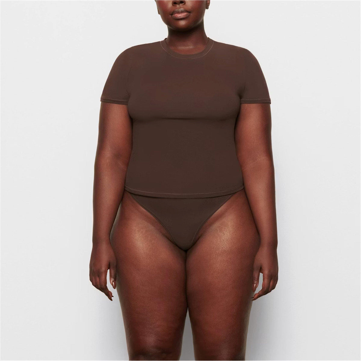 Cocoa - SKIMS - Womens Fits Everybody Short-Sleeve Tee - 1