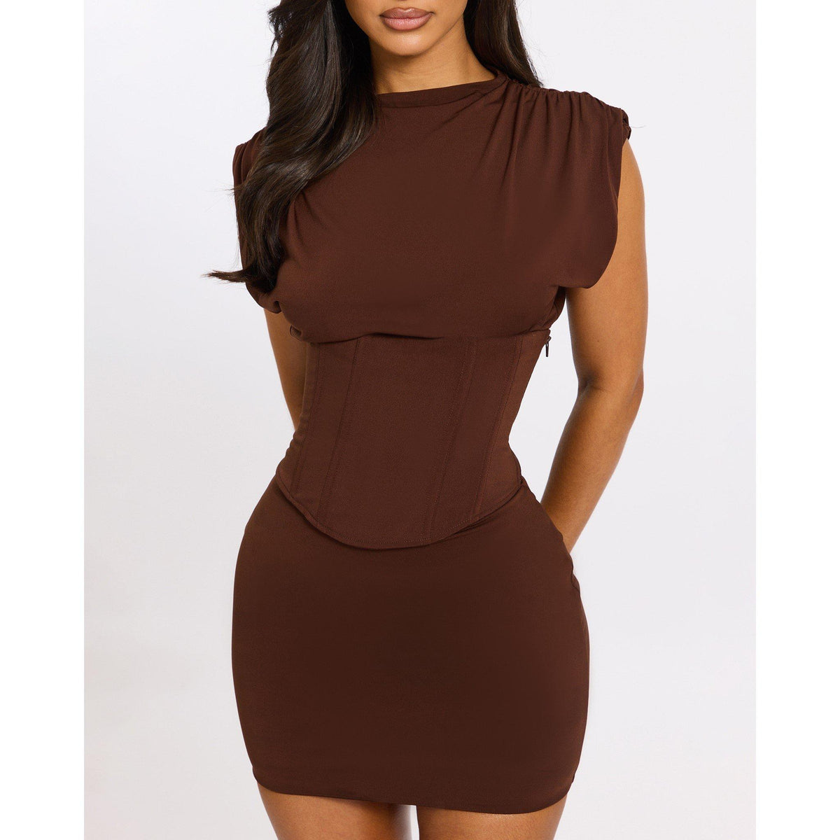 Chocolate - Mars The Label - Women's Sandra Mini Dress - 5
