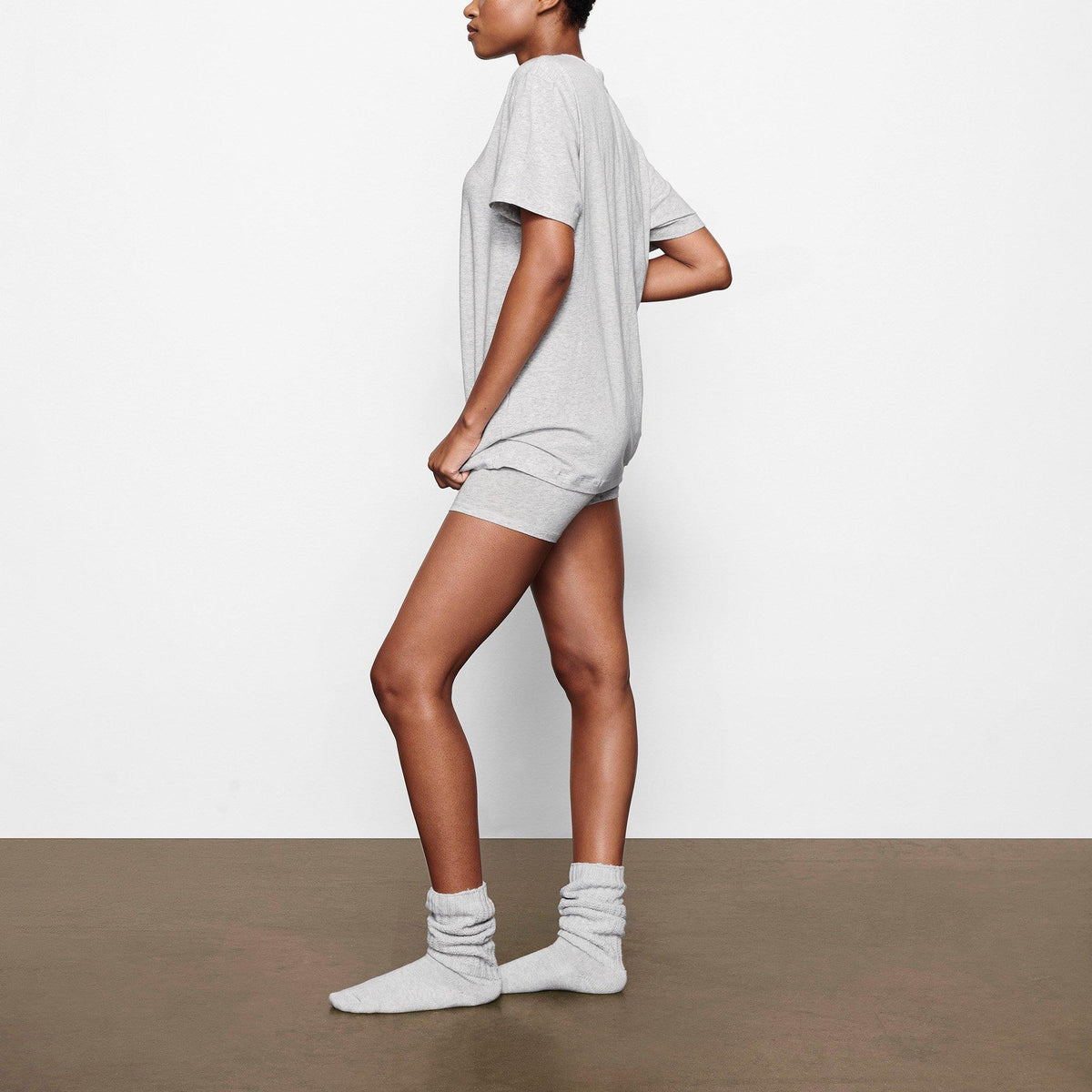 Light Hthr Grey - SKIMS - Womens Boyfriend Oversized T-Shirt - 4