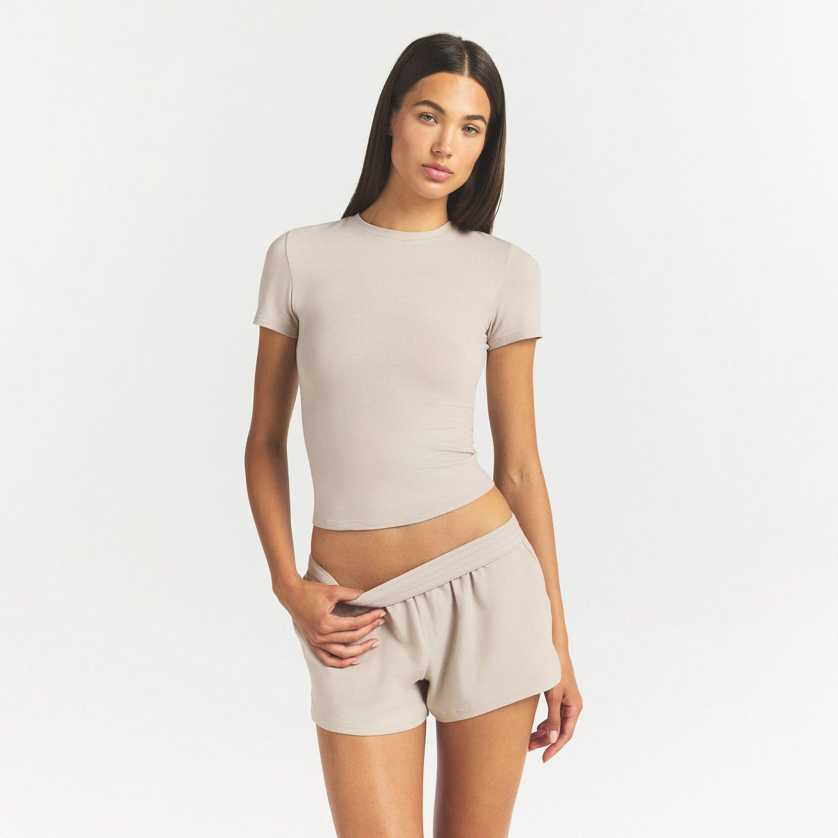 STONE - SKIMS - Women’s Cotton Jersey Short Sleeve Fitted T-Shirt - 2
