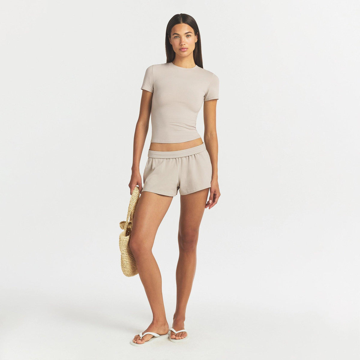 STONE - SKIMS - Women’s Cotton Jersey Short Sleeve Fitted T-Shirt - 5