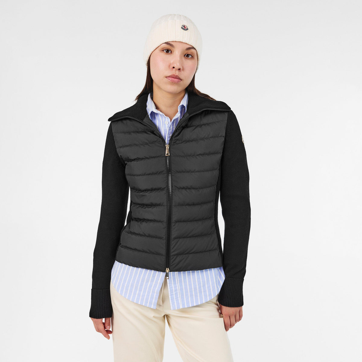 Black 999 - Moncler - Women's Insulated Weather Resistant Hybrid Jacket - 3