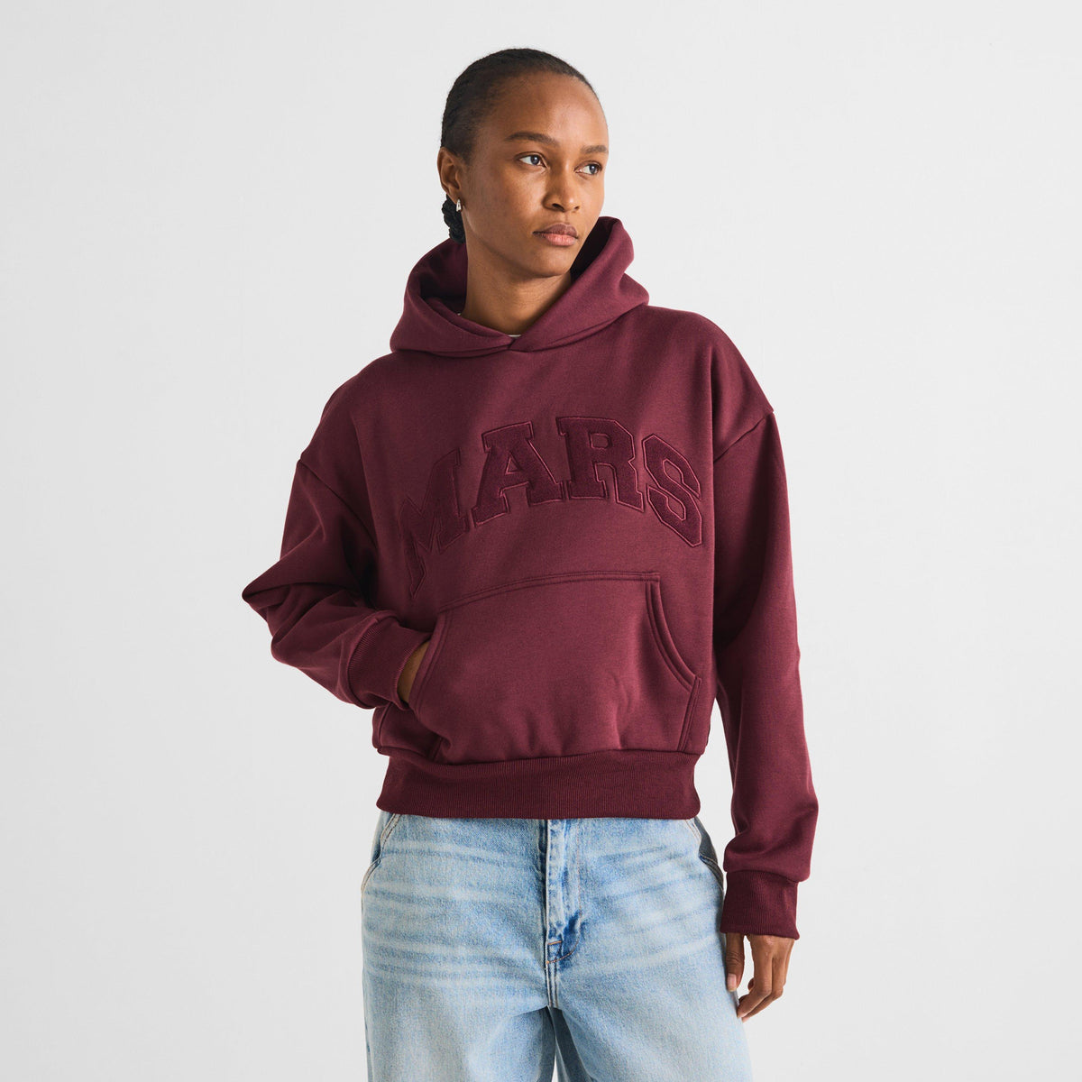 Burgundy - Mars The Label - Womens Varsity Hoodie - 3