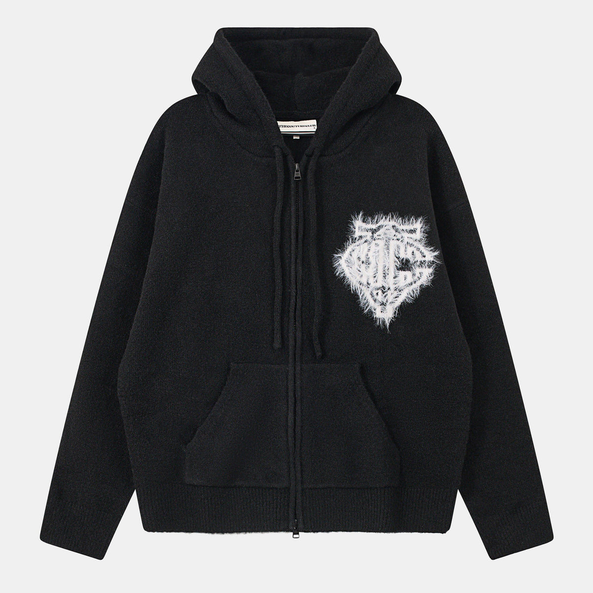 Black - The Couture Club - Womens Fluffy Knit Zip Hoodie - 1