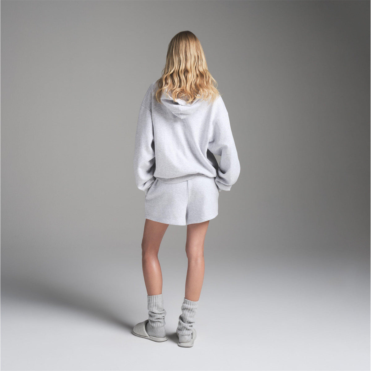 Light Hthr Grey - SKIMS - Womens Cotton Fleece Classic Pullover Hoodie - 4