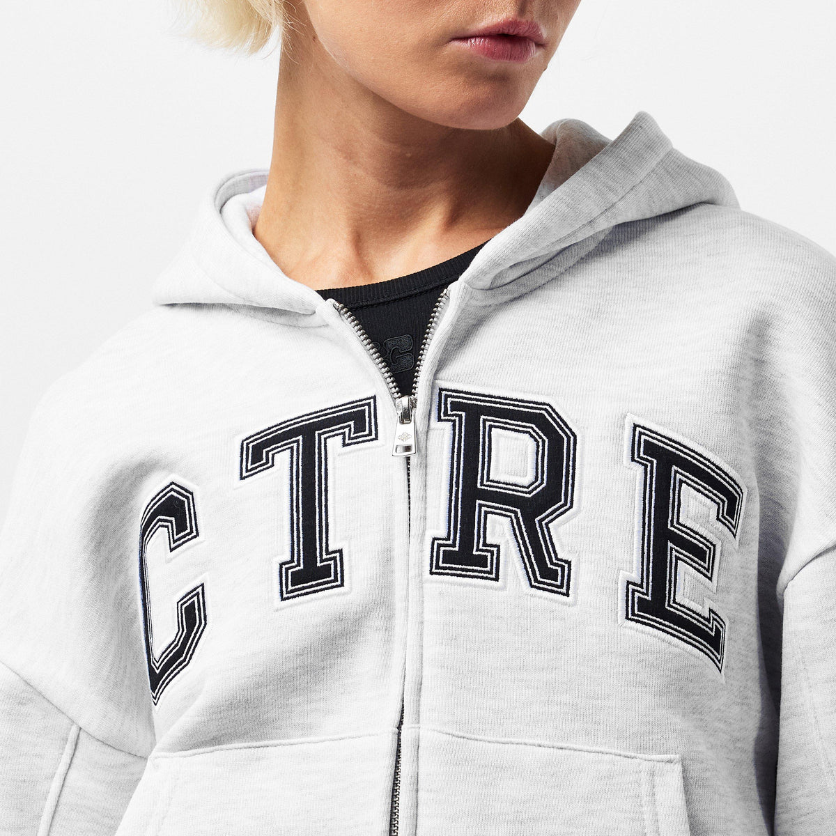 Grey - The Couture Club - Womens CTRE Applique Zip Hoodie - 5