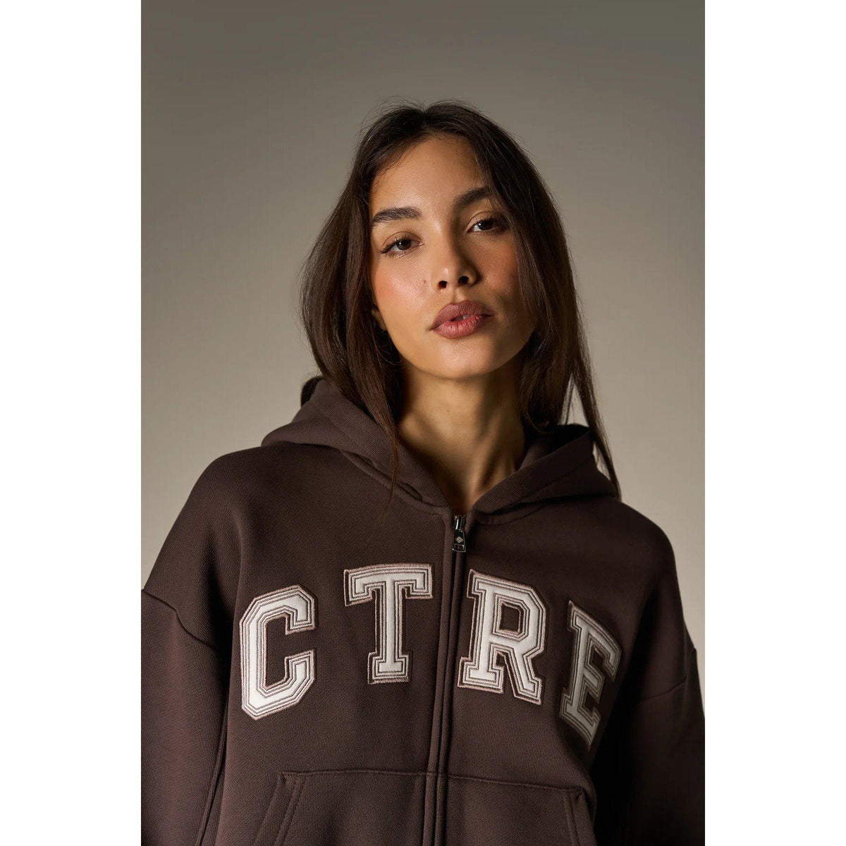 Chocolate - The Couture Club - Womens CTRE Applique Zip Hoodie - 5