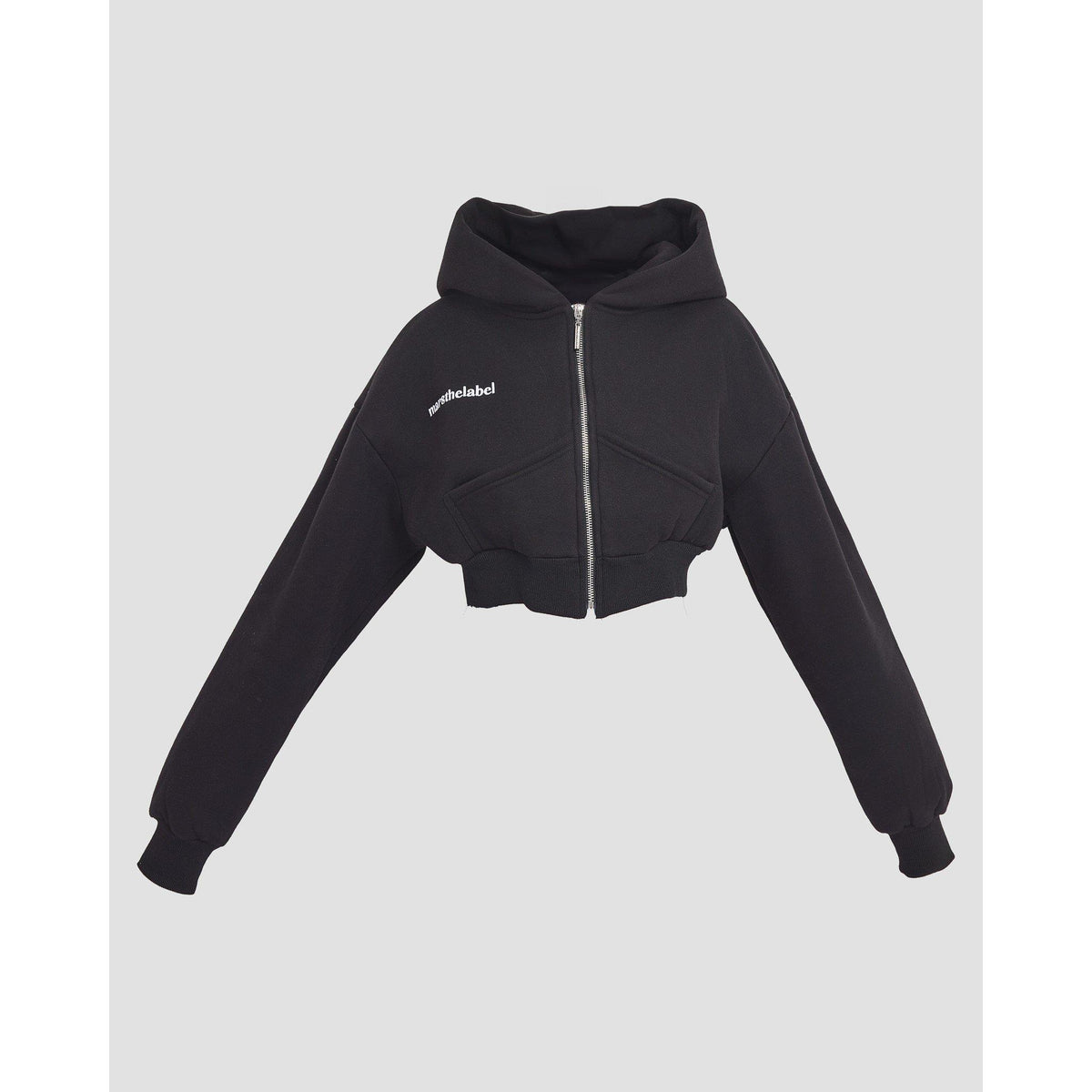 Black - Mars The Label - Womens Classics Cropped Zip Hoodie - 1