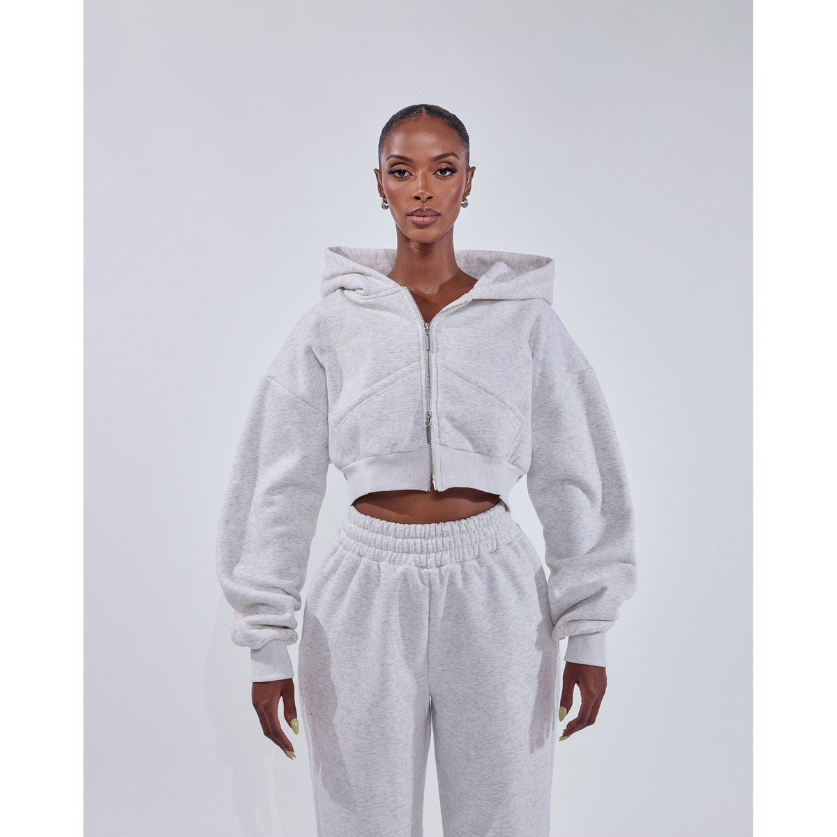 Stone - Mars The Label - Womens Classics Cropped Zip Hoodie - 3