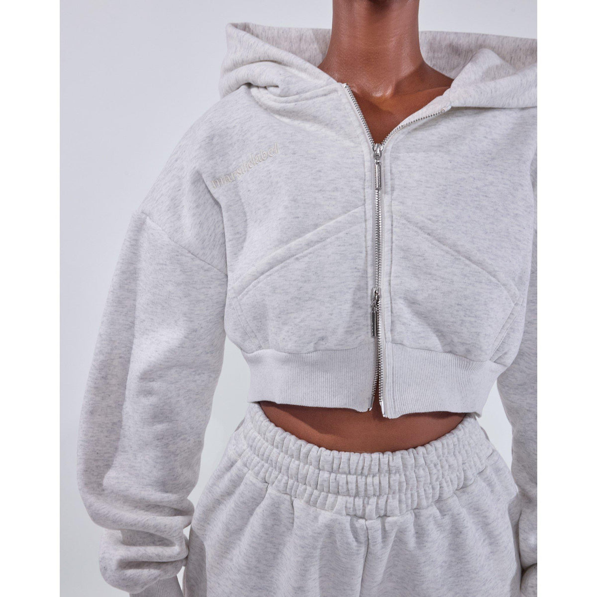 Stone - Mars The Label - Womens Classics Cropped Zip Hoodie - 5