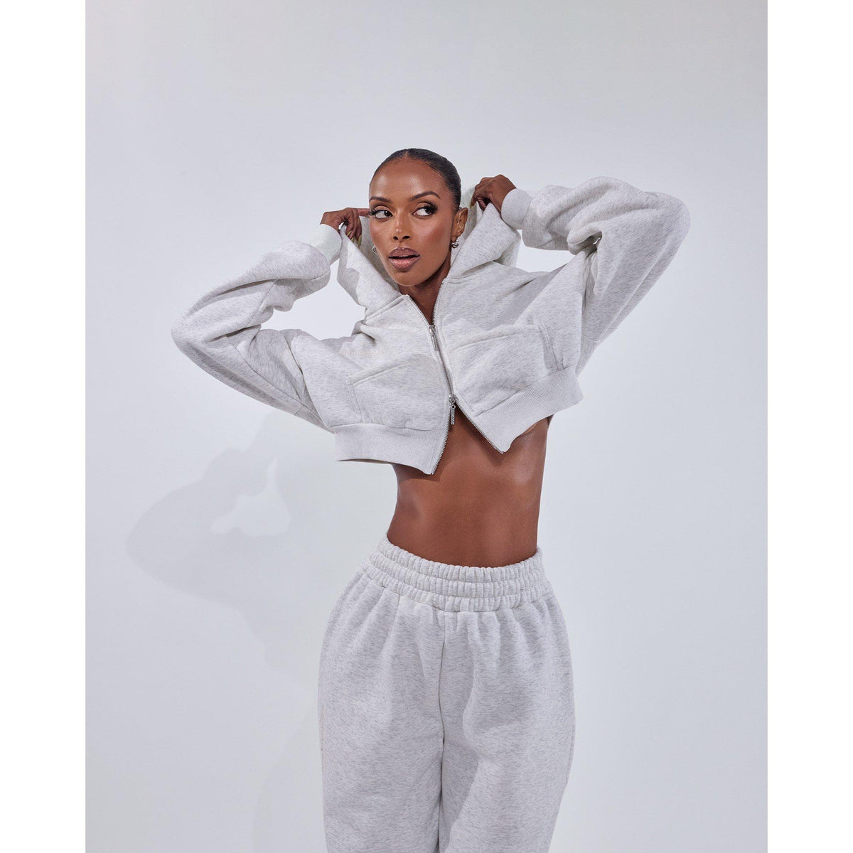 Stone - Mars The Label - Womens Classics Cropped Zip Hoodie - 6