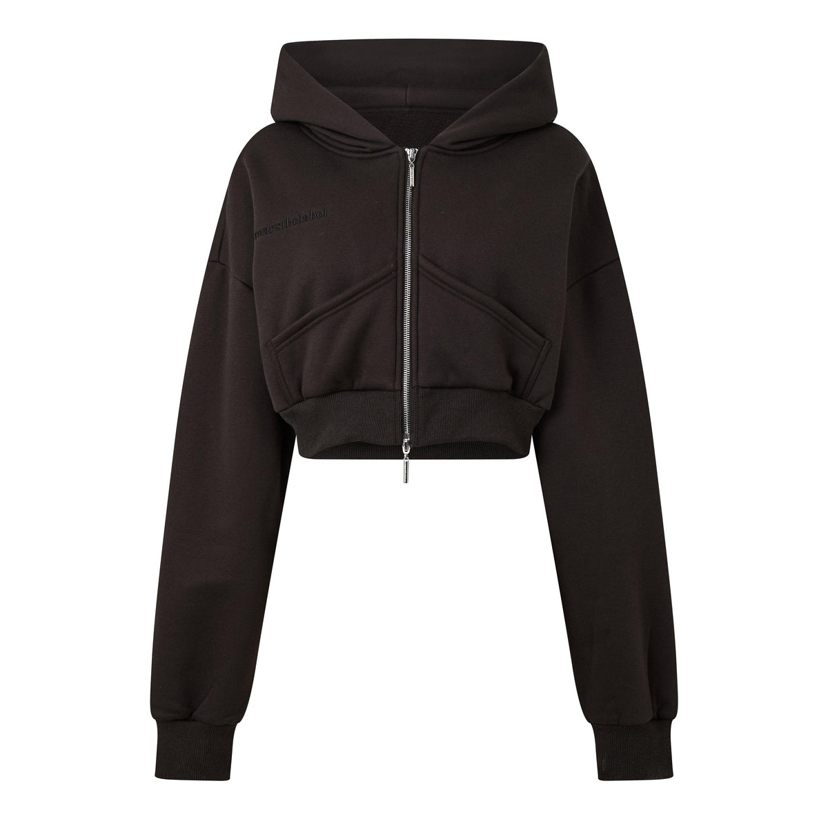 Chocolate - Mars The Label - Womens Classics Cropped Zip Hoodie - 1