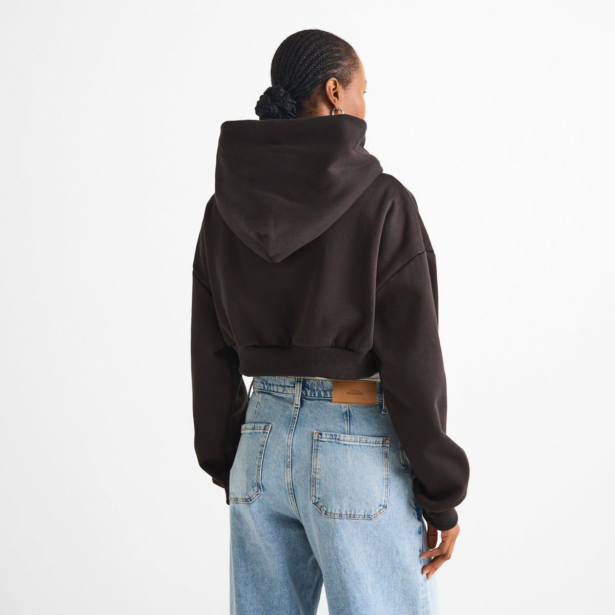 Chocolate - Mars The Label - Womens Classics Cropped Zip Hoodie - 4