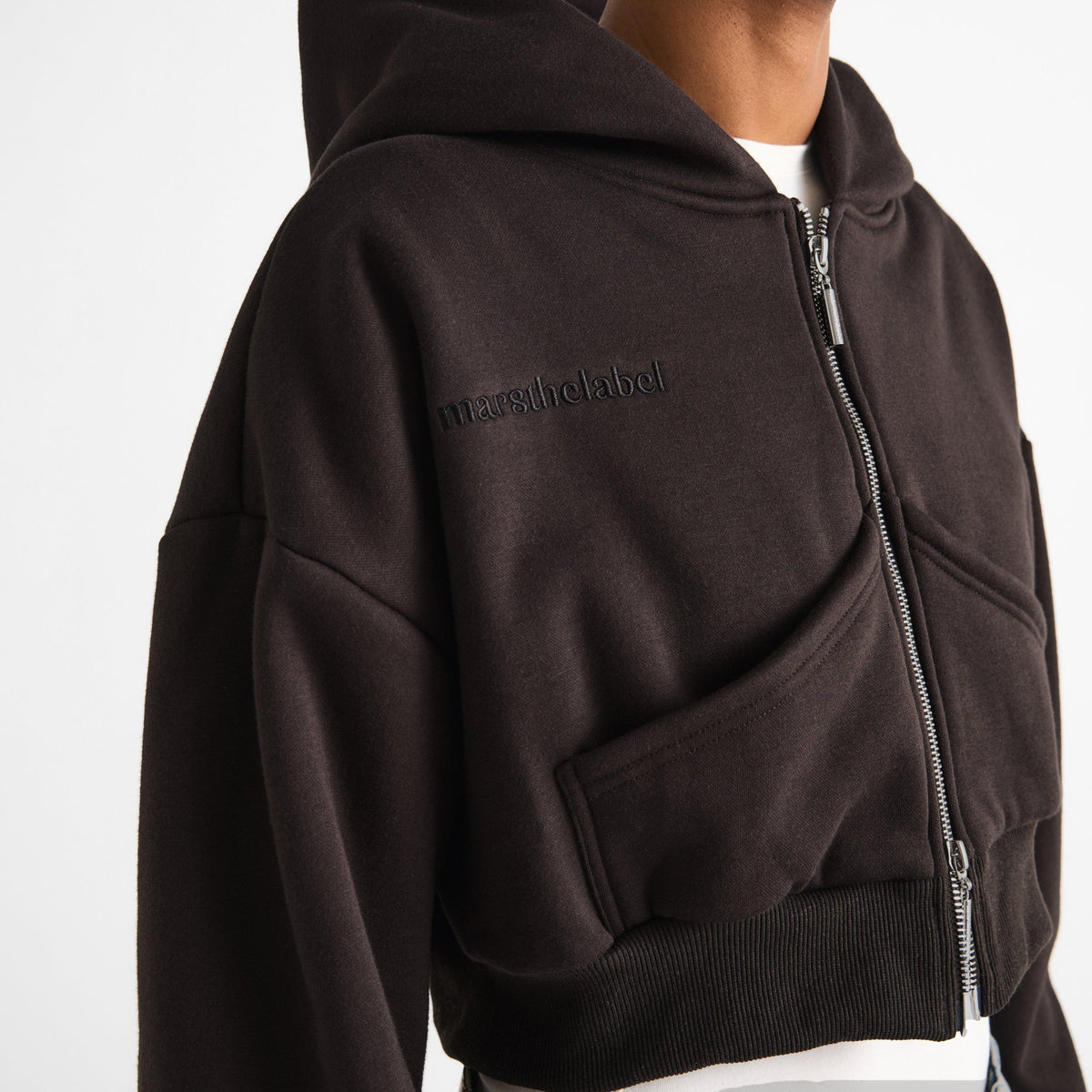 Chocolate - Mars The Label - Womens Classics Cropped Zip Hoodie - 5