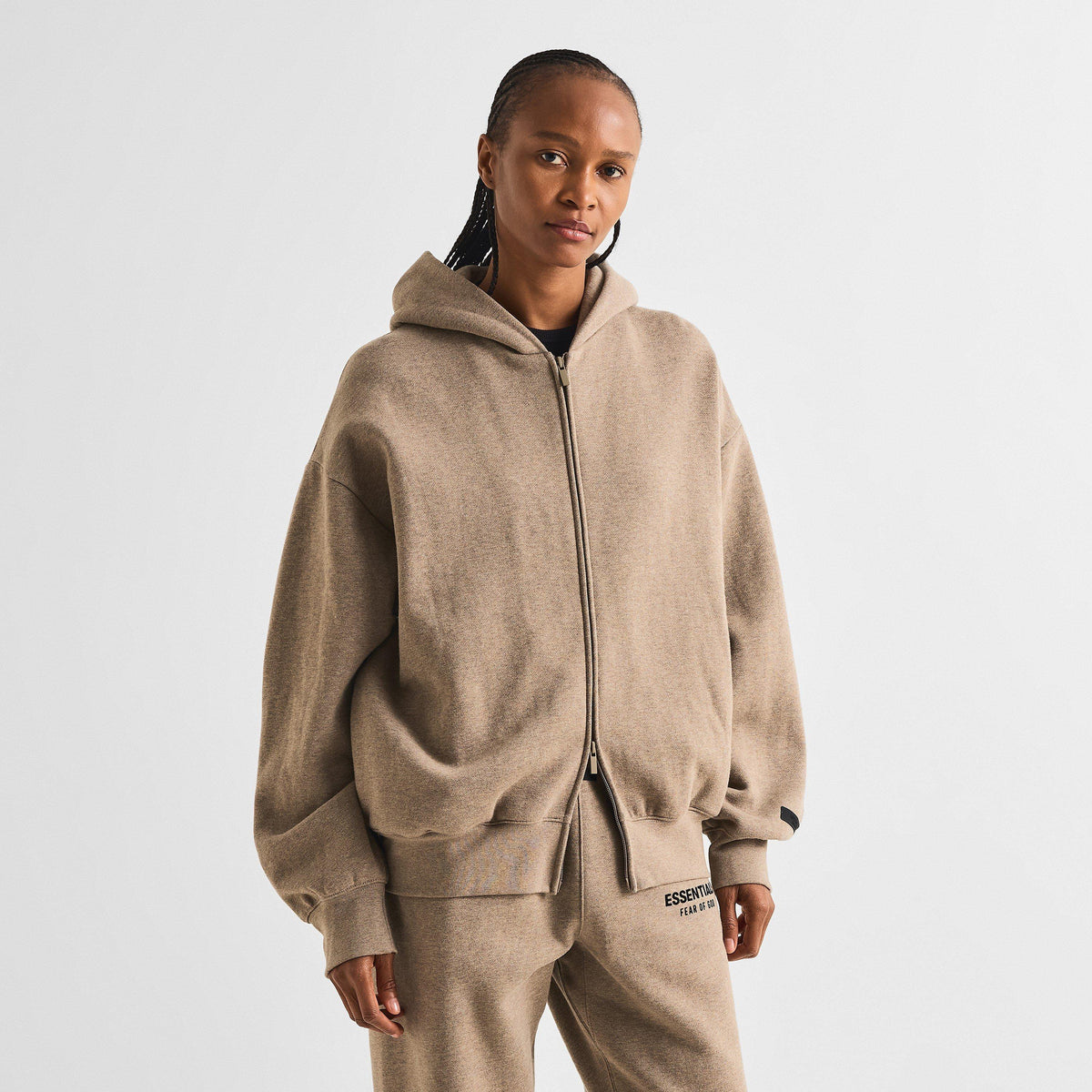 Grey - Fear Of God Essentials - Women's Zip Hoodie - 3