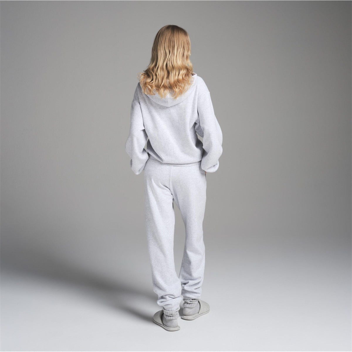Light Hthr Grey - SKIMS - Womens Cotton Fleece Classic Zip Up Hoodie - 5