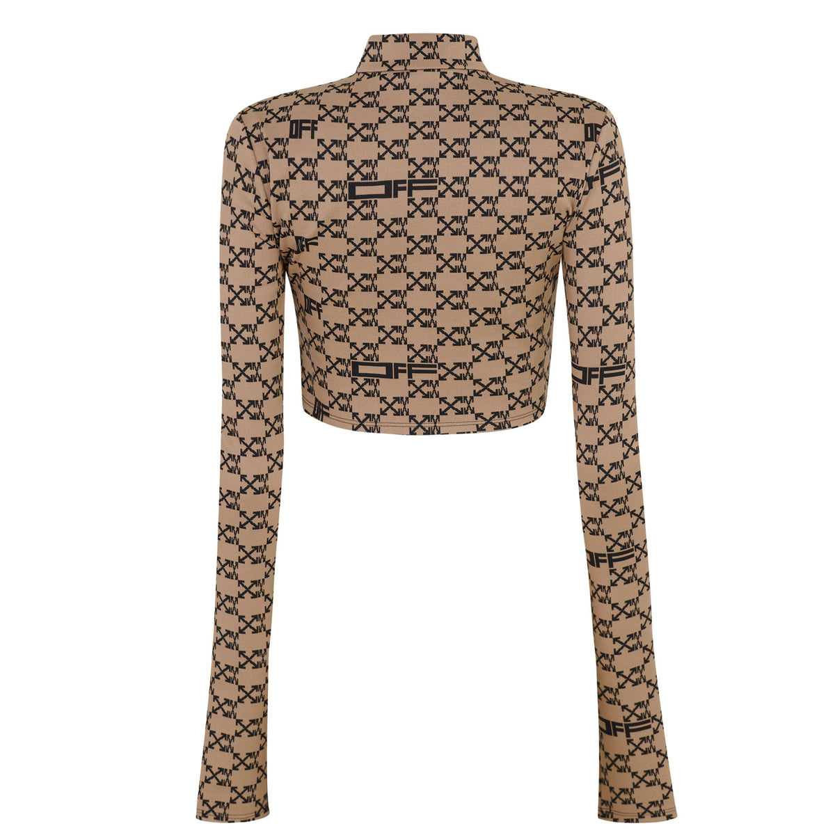 Mono 6010 - Off White - Women's Cropped Mock Neck Long Sleeve Tracksuit Top - 5