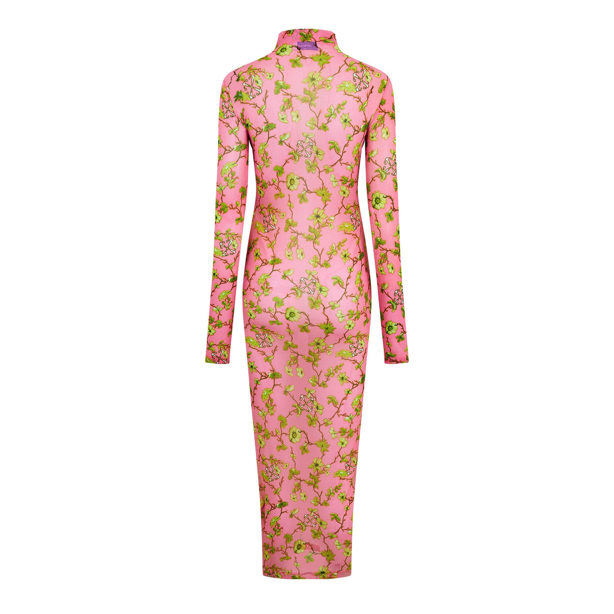 Sea Pink - Off White - Women's Ramage Tulle Long Sleeve Floral Maxi Bodycon Dress - 8