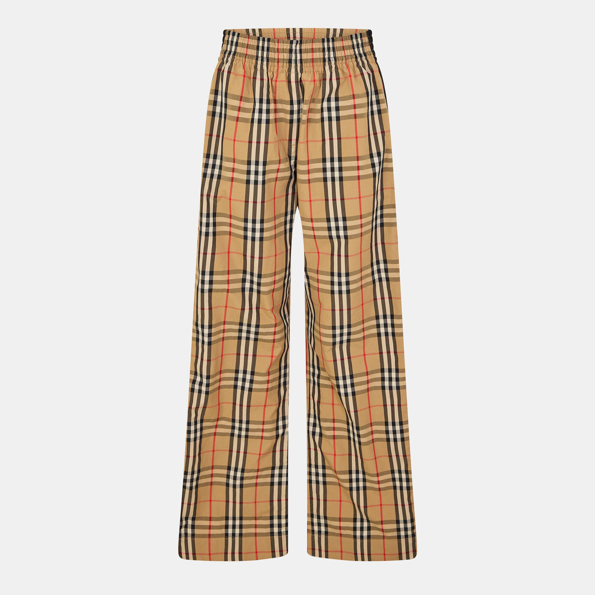 AB Ip Chk - Burberry - Women's Check High Waisted Wide Leg Trousers - 1