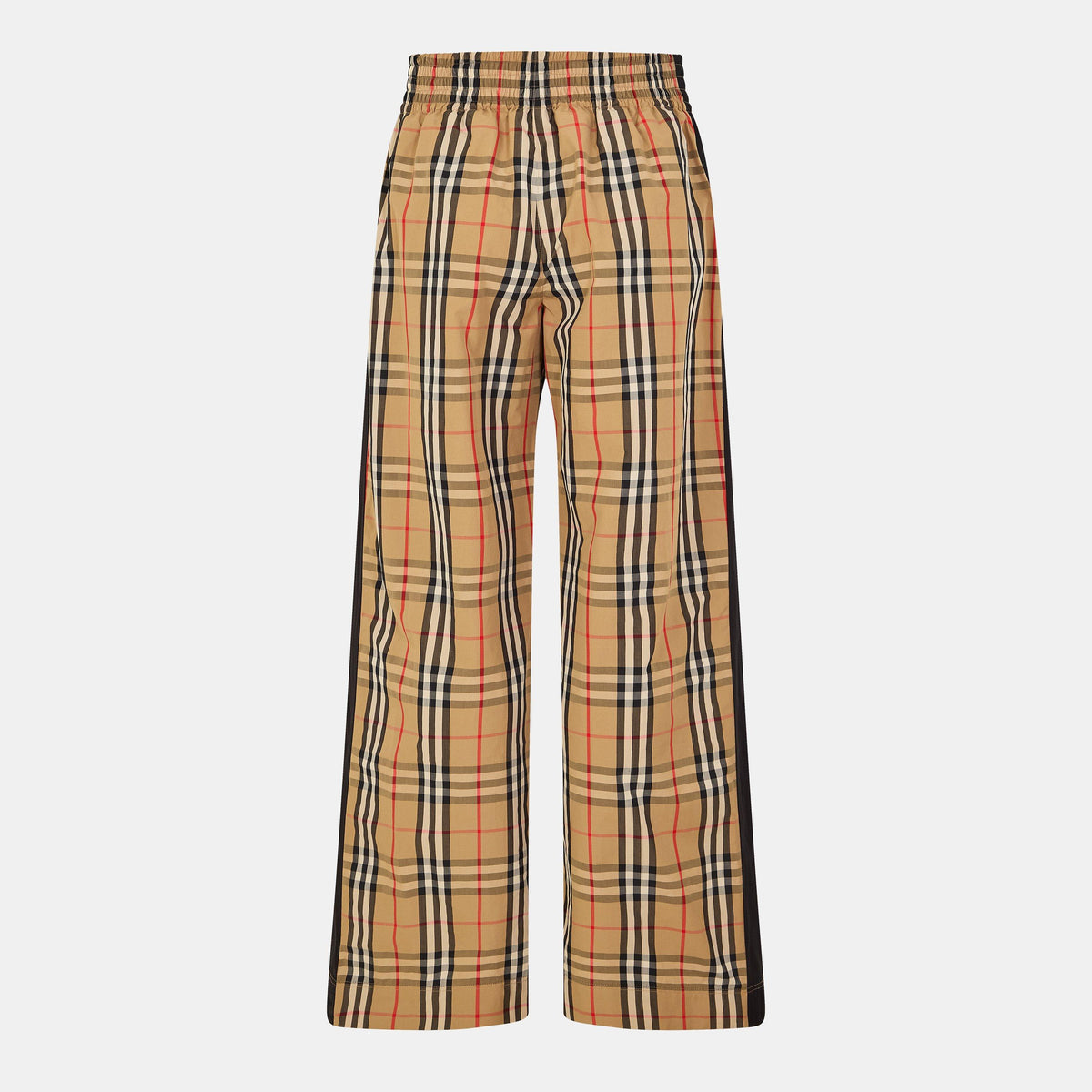 AB Ip Chk - Burberry - Women's Check High Waisted Wide Leg Trousers - 2