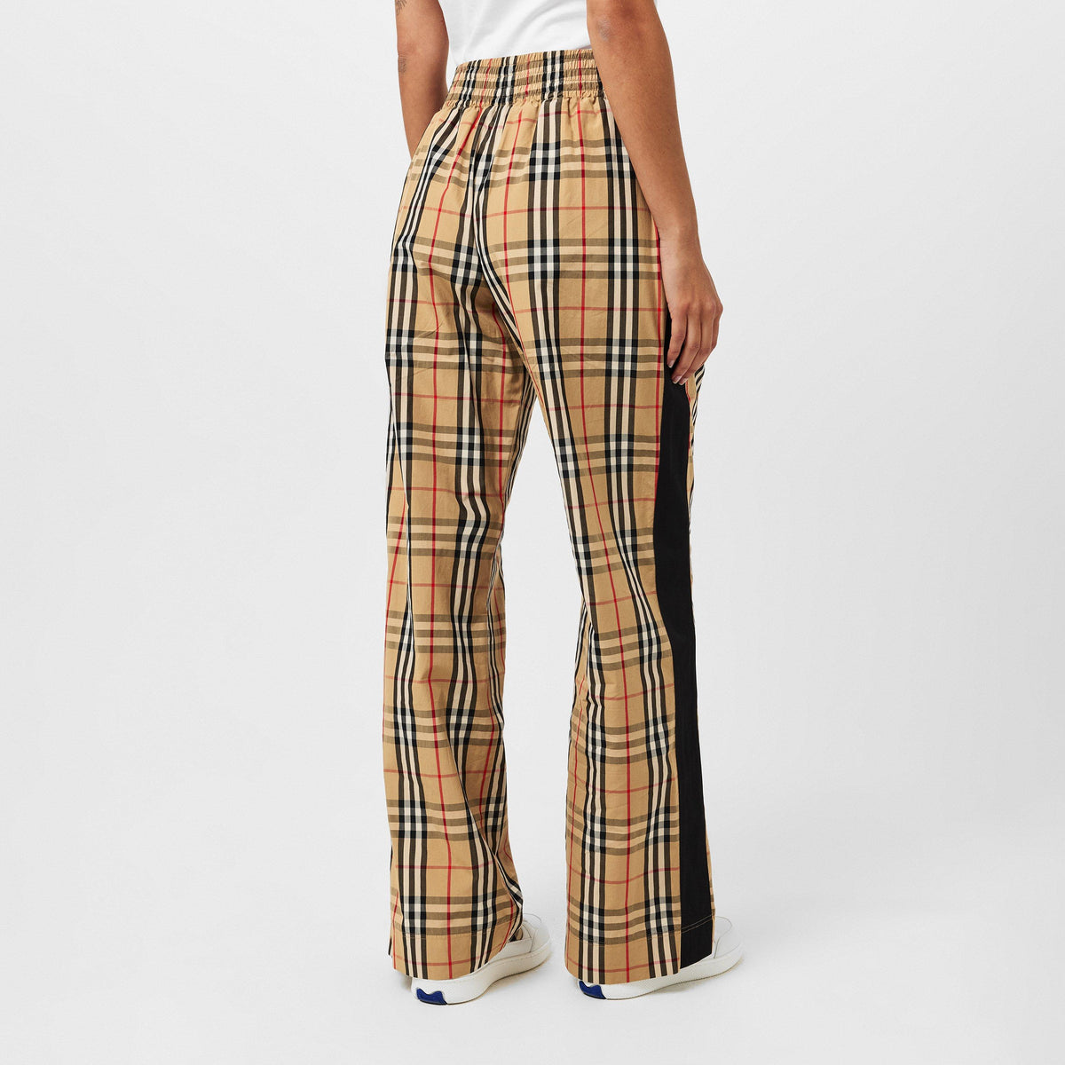 AB Ip Chk - Burberry - Women's Check High Waisted Wide Leg Trousers - 4