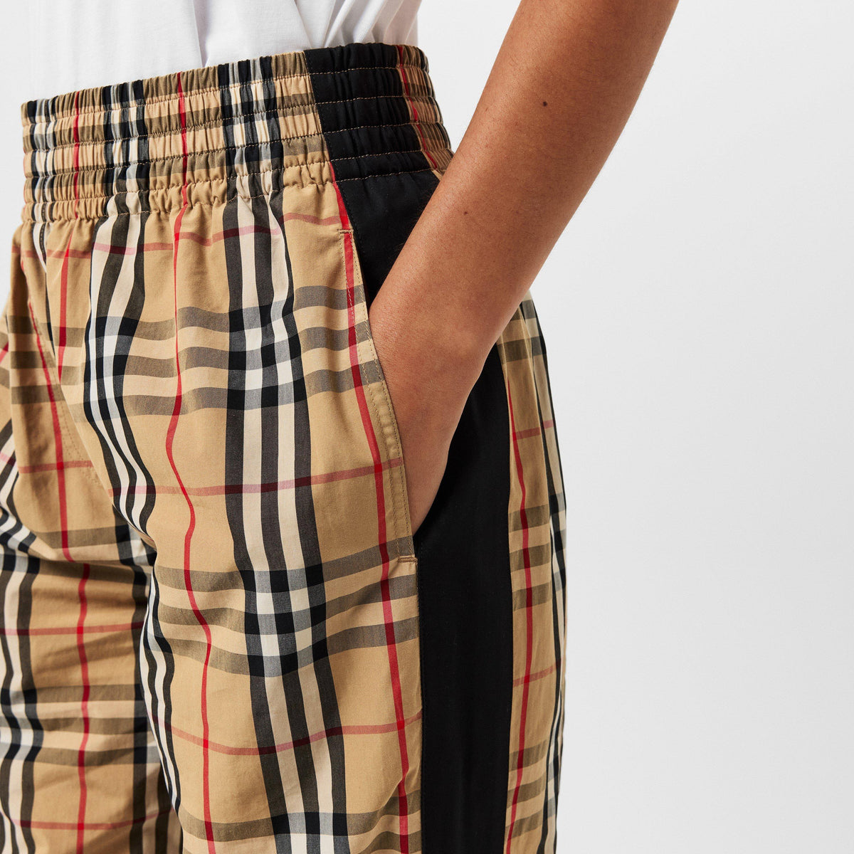 AB Ip Chk - Burberry - Women's Check High Waisted Wide Leg Trousers - 5