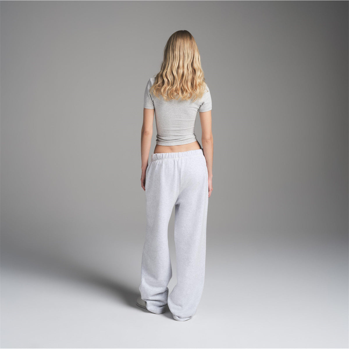 Light Hthr Grey - SKIMS - Womens Cotton Fleece Classic Straight Leg Pant - 3