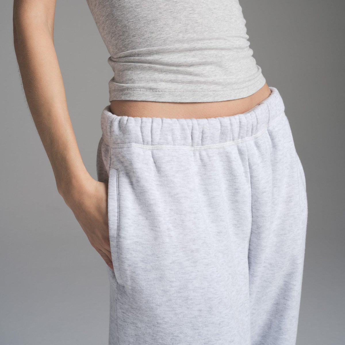 Light Hthr Grey - SKIMS - Womens Cotton Fleece Classic Straight Leg Pant - 4