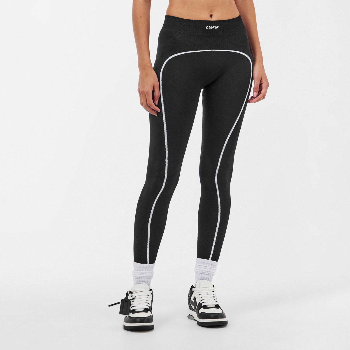 Black - Off White - Women's Seamless Leggings - 3