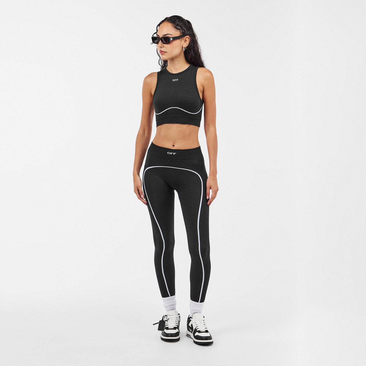 Black - Off White - Women's Seamless Leggings - 6