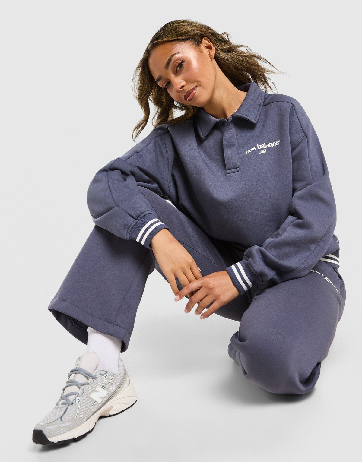 New Balance Long Sleeve Fleece Polo Sweatshirt