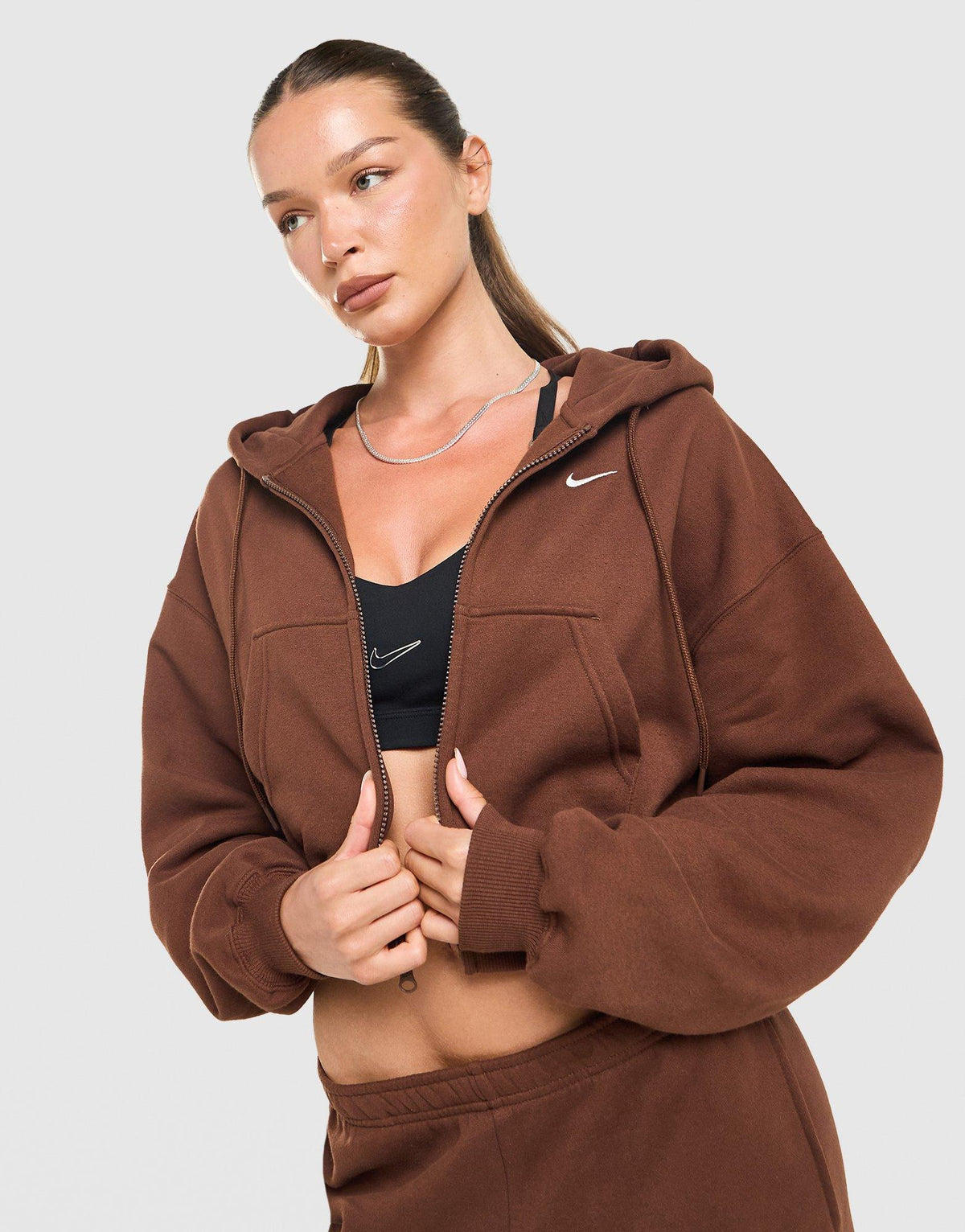 Nike Studio Fleece Cropped Full Zip Hoodie