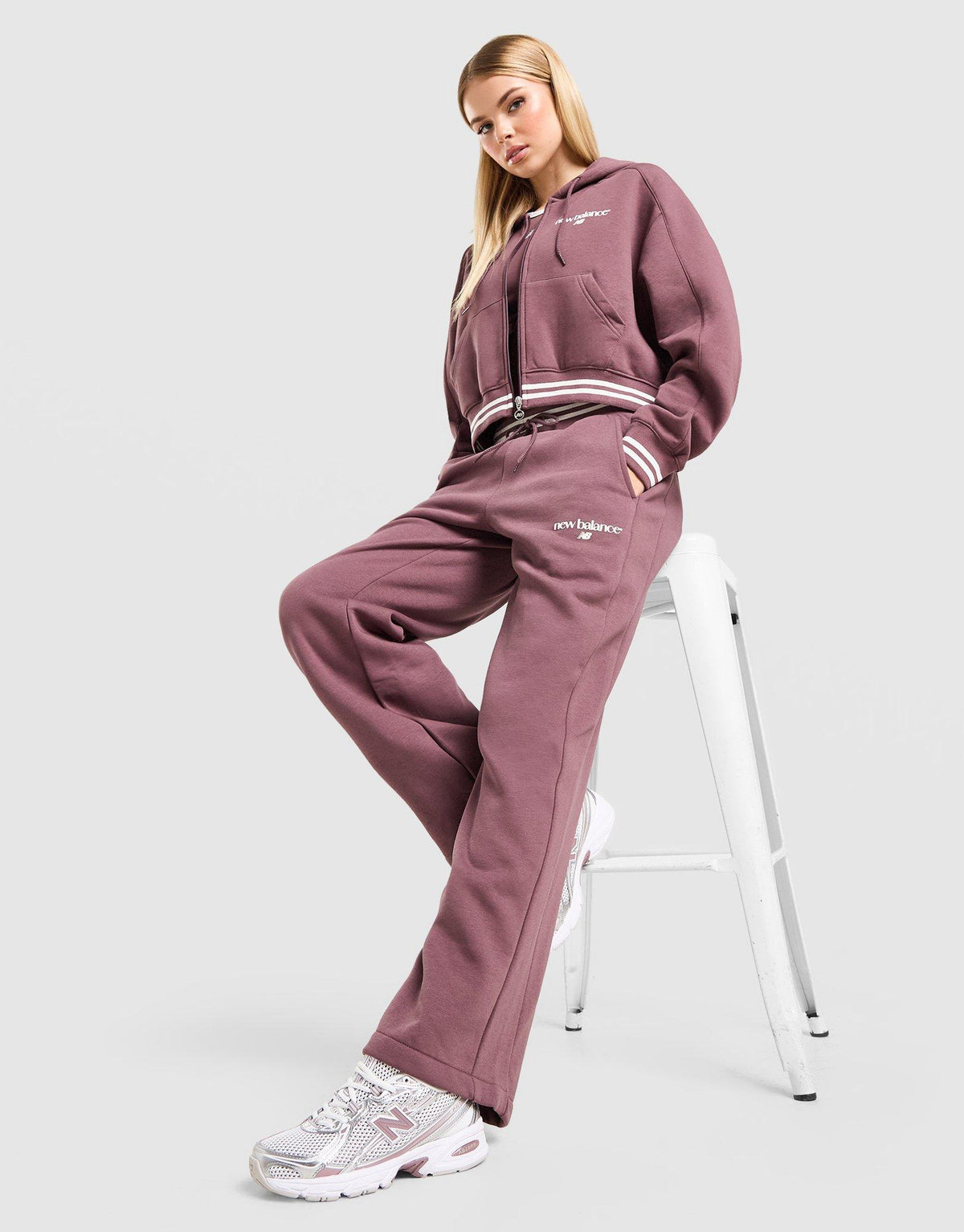 New Balance Ribbed Wide Leg Joggers