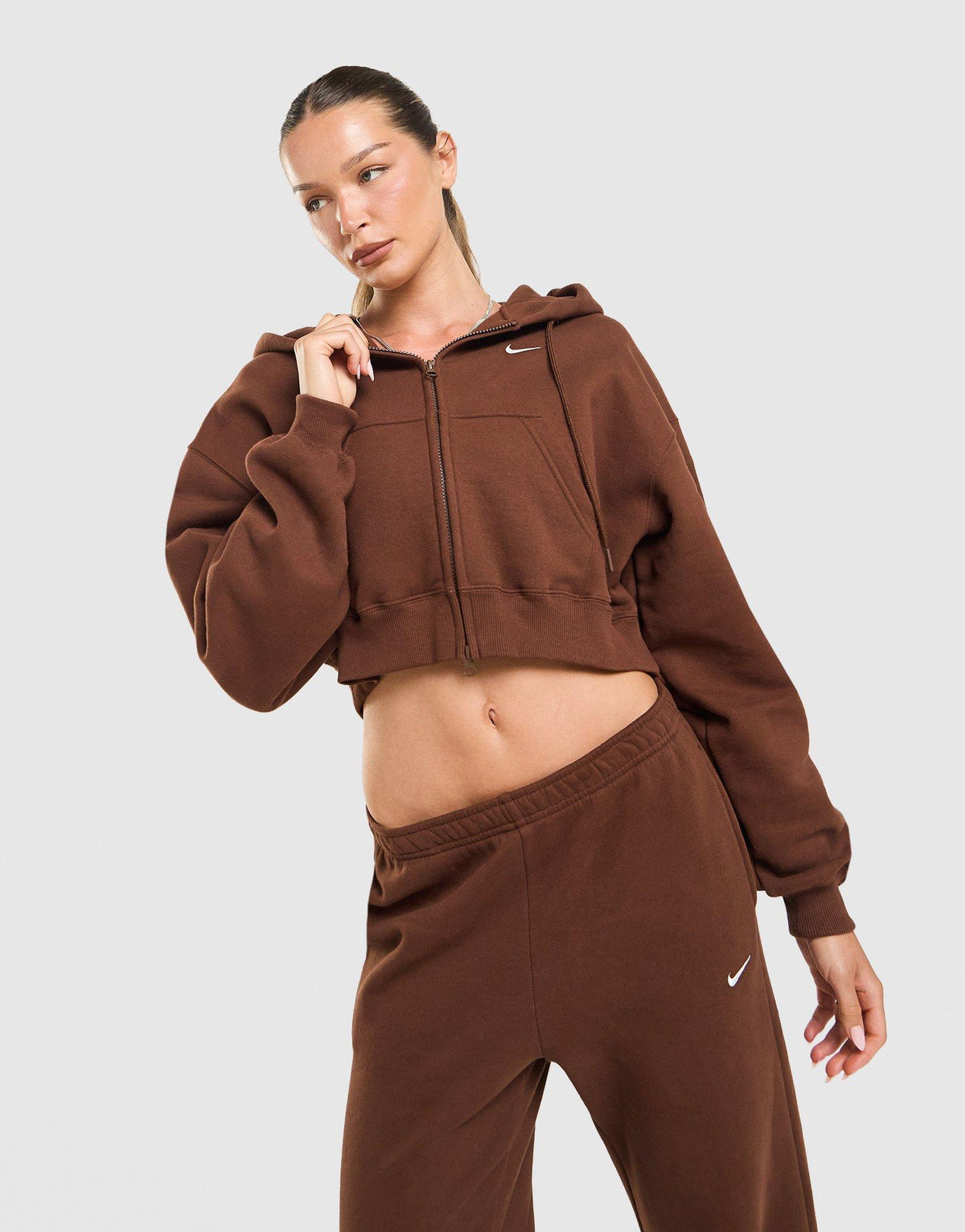 Nike Studio Fleece Cropped Full Zip Hoodie