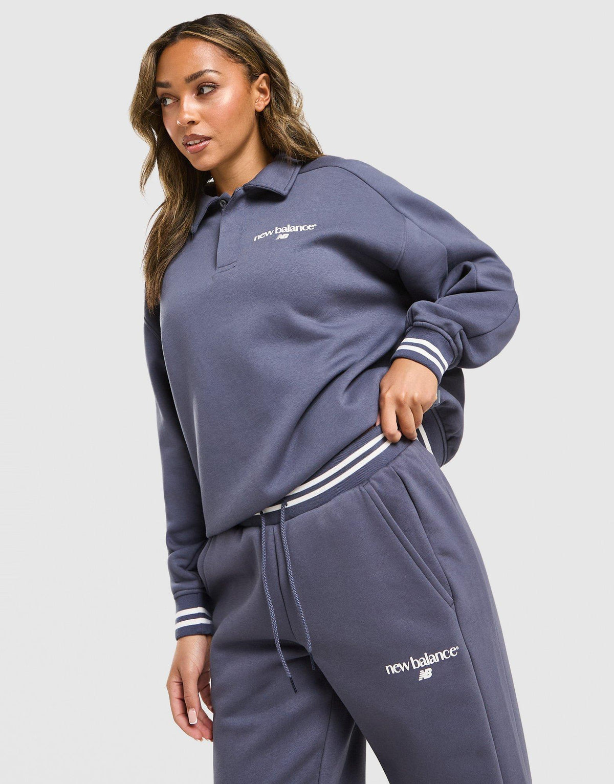 New Balance Long Sleeve Fleece Polo Sweatshirt