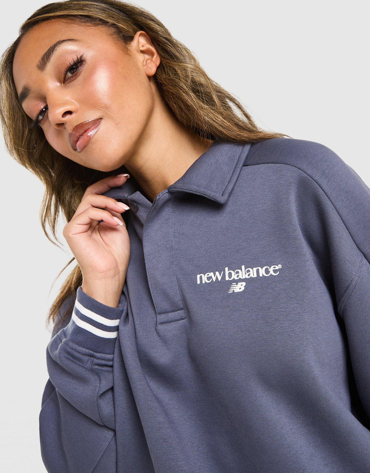 New Balance Long Sleeve Fleece Polo Sweatshirt